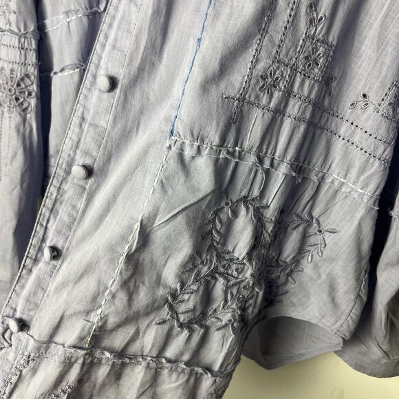 Anthropologie Shirt Womens Small Lavender Eyelet Embroidered Long Sleeve Boho - Picture 2 of 7